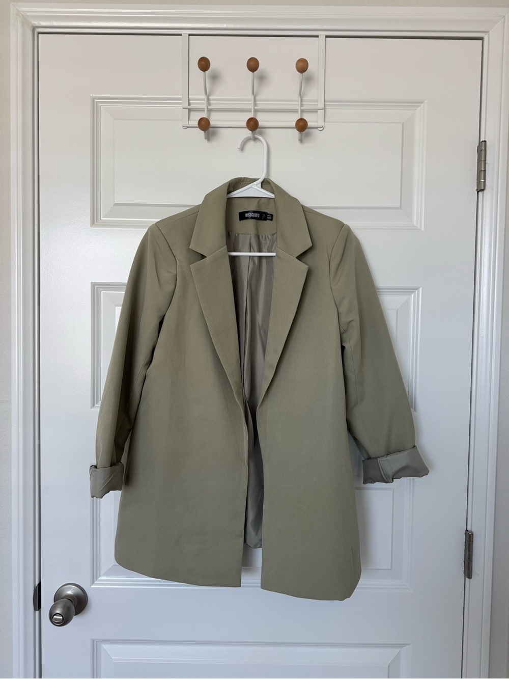 Missguided Light Olive Open-Front Blazer Jacket 🧥